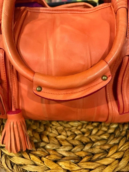 Vintage Marc Jacob’s Made in Italy Leather Slouchy Tassel Tote Handbag Orange - Picture 4 of 16